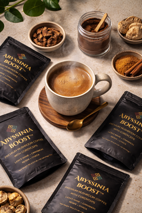 Abyssinia Boost™ Mushroom Coffee – Energy & Focus (40 Servings)