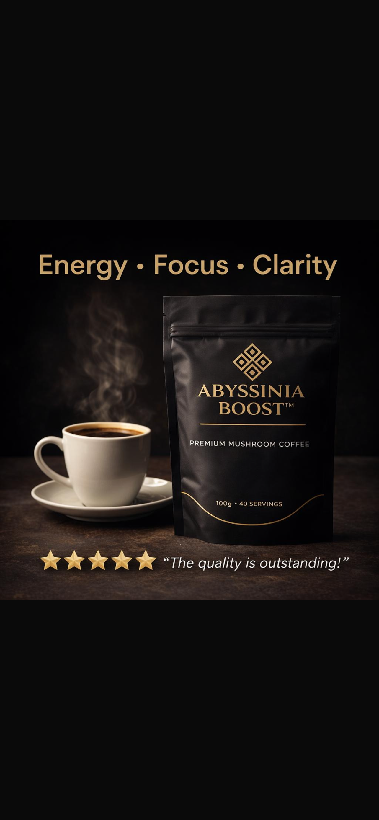 Abyssinia Boost™ Mushroom Coffee – Energy & Focus (40 Servings)